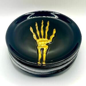 New Spooky Skelton black and gold appetizer plates